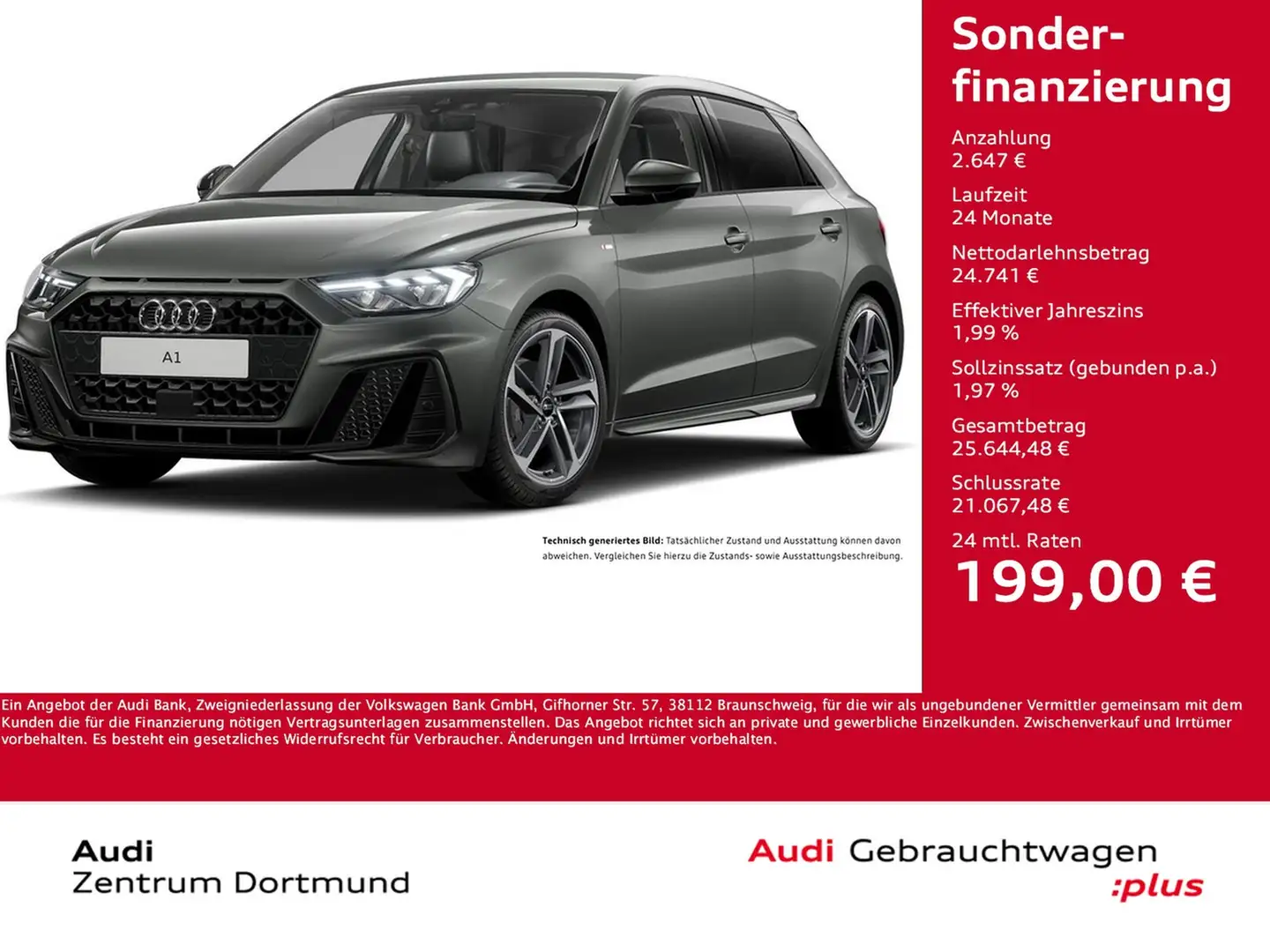 Audi A1 Sportback 30 S LINE BLACKPAK ACC LM17 NAVI+ Grau - 1