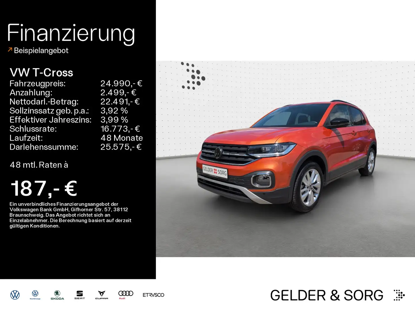 Volkswagen T-Cross Life Move TSI DSG LED*AHK*Digital*ACC Naranja - 1