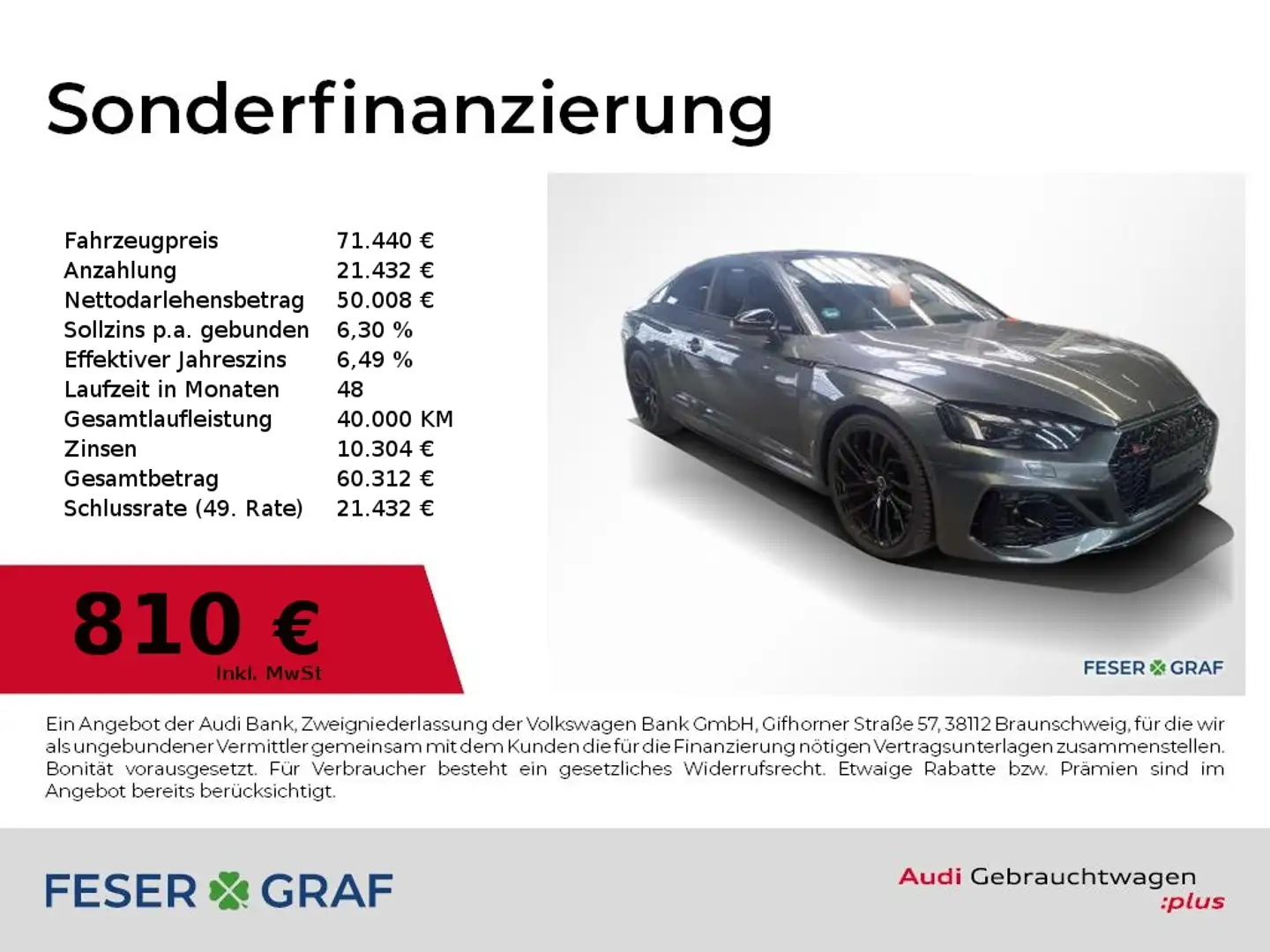 Audi RS5 Coupé RS-Sportabgas,Pano,Kameras,HUD,B&O Grijs - 1