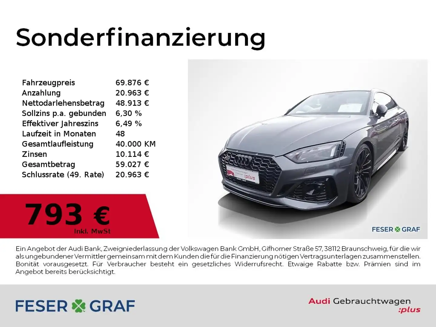 Audi RS5 Coupé RS-Sportabgas,Pano,Kameras,HUD,B&O,20" Grijs - 1