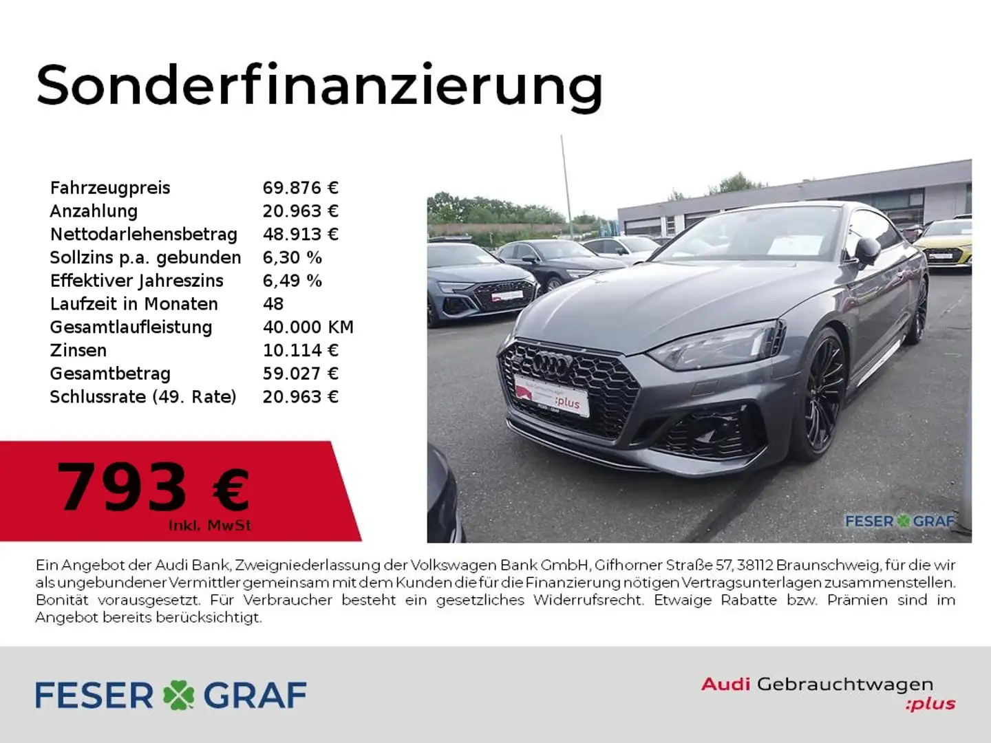 Audi RS5 Coupé RS-Sportabgas,Pano,Kameras,HUD,B&O,20" Grau - 1
