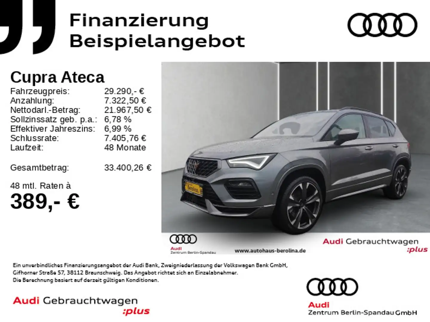 CUPRA Ateca 1.5 TSI DSG *ACC*BEATS*360°*AHK*LED*SHZ* Gris - 1