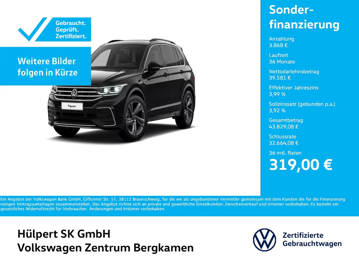 Volkswagen Tiguan 2.0 R-LINE 4X4 LEDER STANDHZ PANO AHK CAM Schwarz - 1