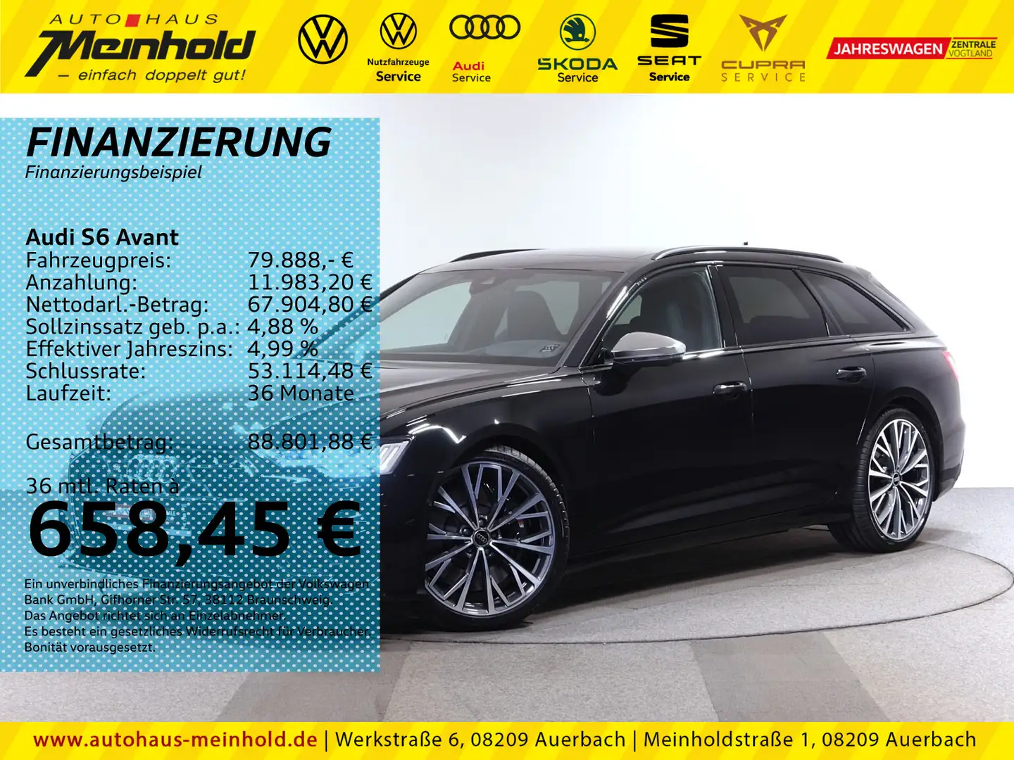 Audi S6 TDI tiptronic, AHK, Standh., B&Q, 21" Schwarz - 1
