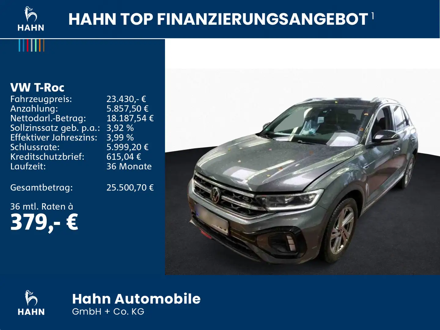Volkswagen T-Roc 1.0TSI R-Line ACC Cam LED+ Navi Parklenk Grau - 2