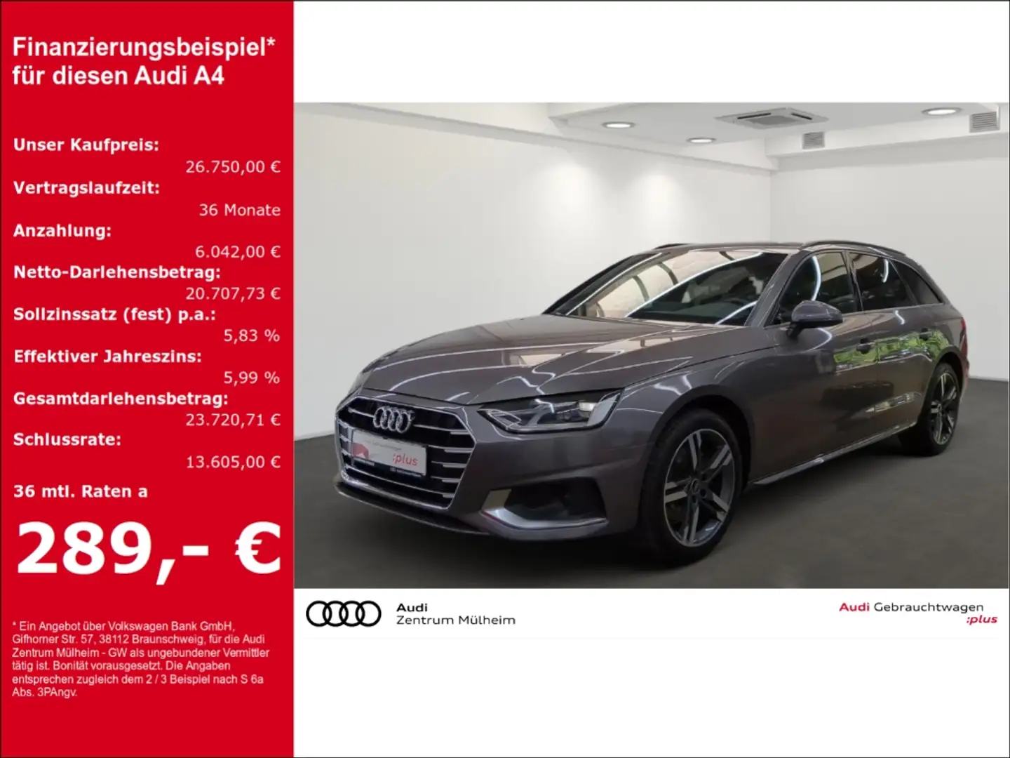 Audi A4 Avant 35 TDI S-Line Navi LED virtual APS Plus Grau - 1