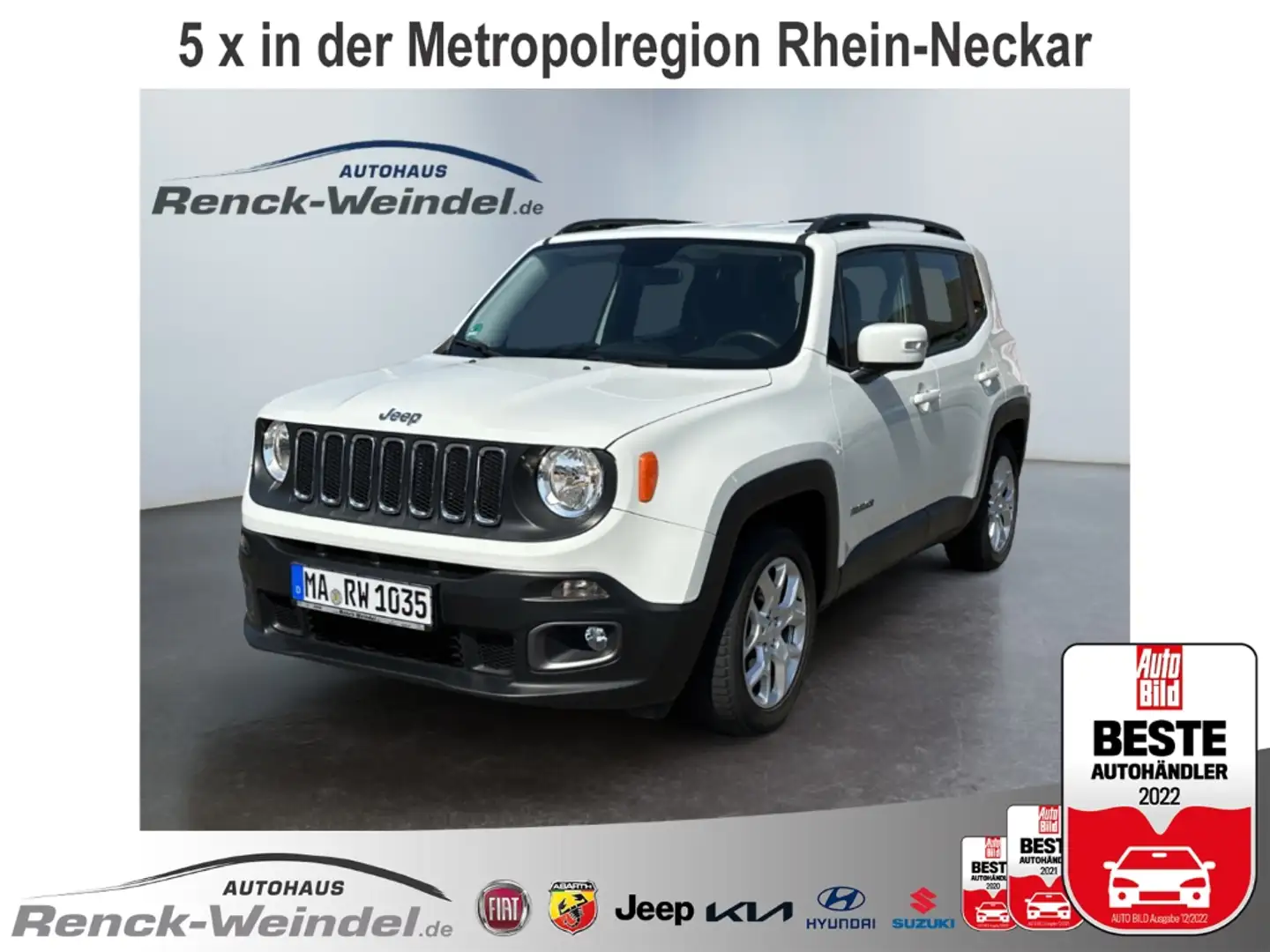 Jeep Renegade Longitude 1.6 EtorQ SHZ BT PDC TEMPOMAT Multif.Len Weiß - 1