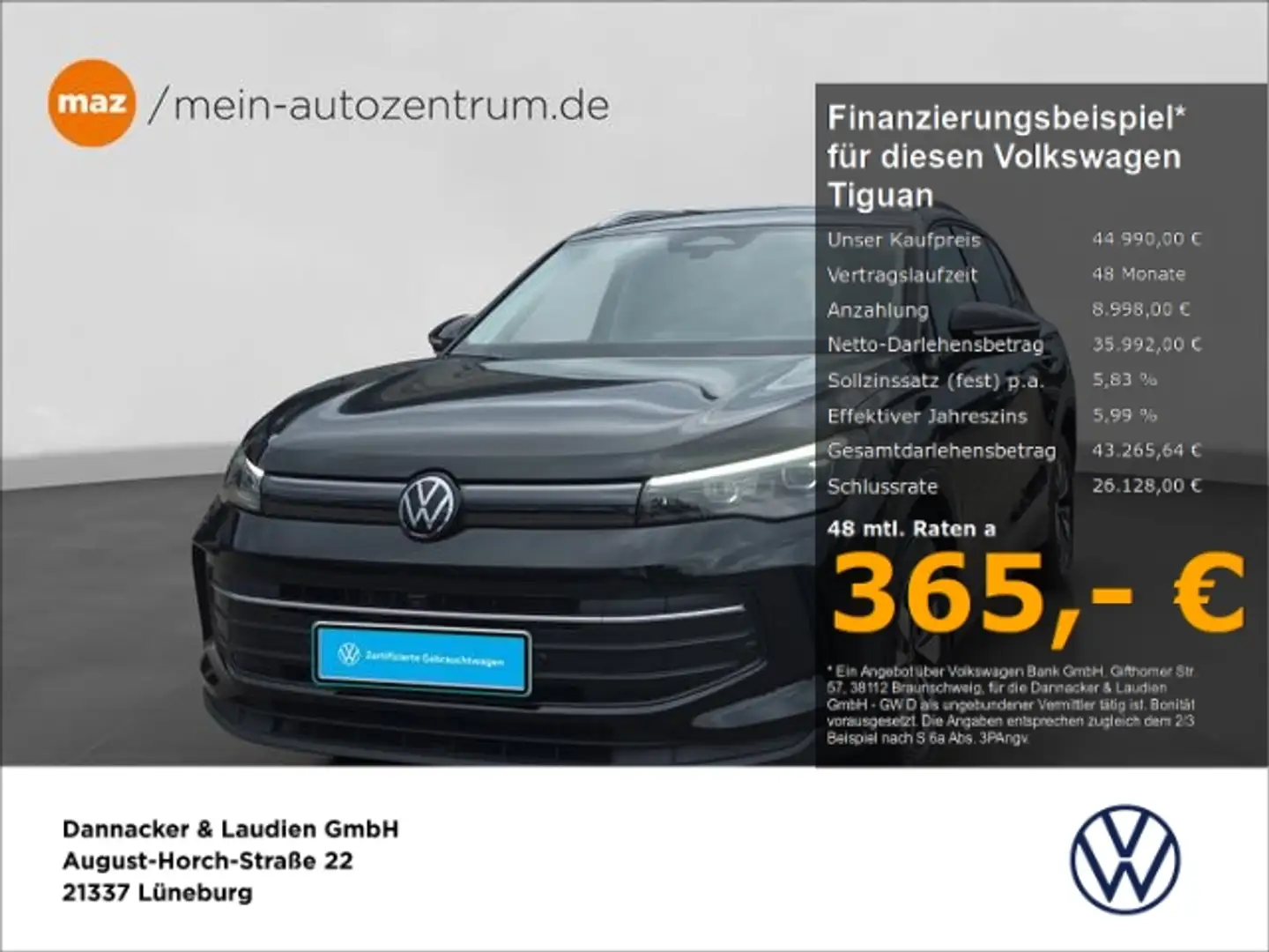 Volkswagen Tiguan GOAL 1.5 eTSI AHK Navi LED 360 Kamera ACC Schwarz - 1