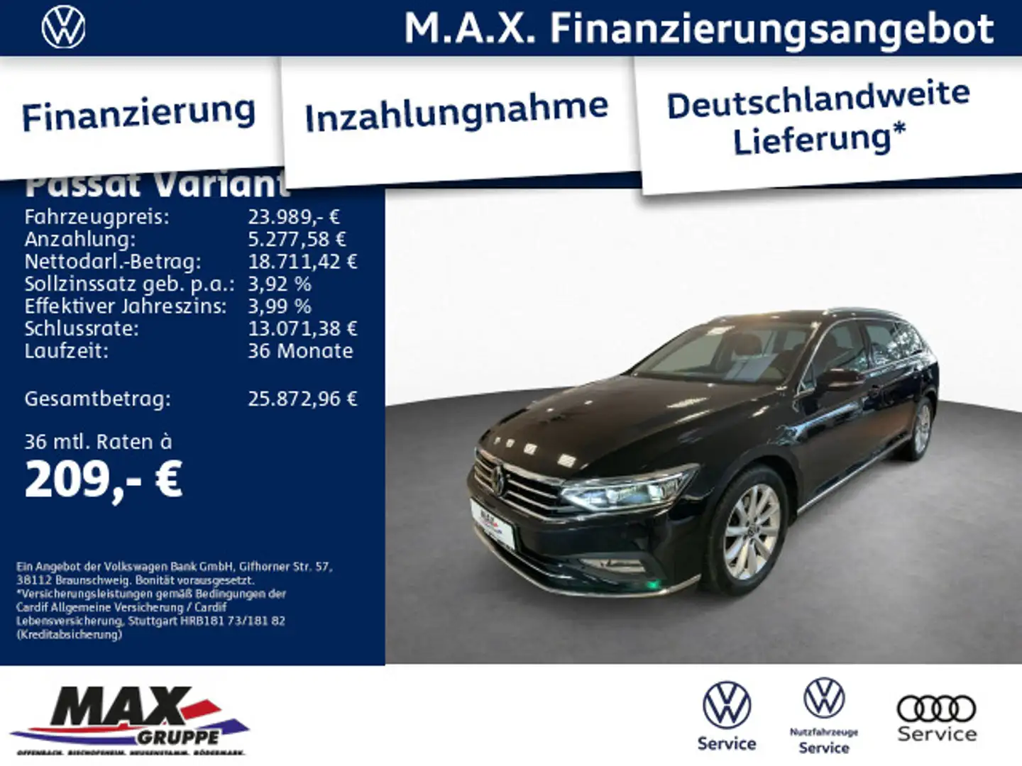 Volkswagen Passat Variant 2.0 TDI DSG Elegance LED+KAMERA+A Noir - 1