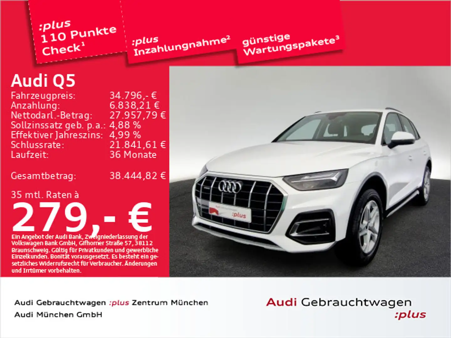 Audi Q5 40 TDI qu. S tronic Advanced Pano/Navi+/LED Blanco - 1