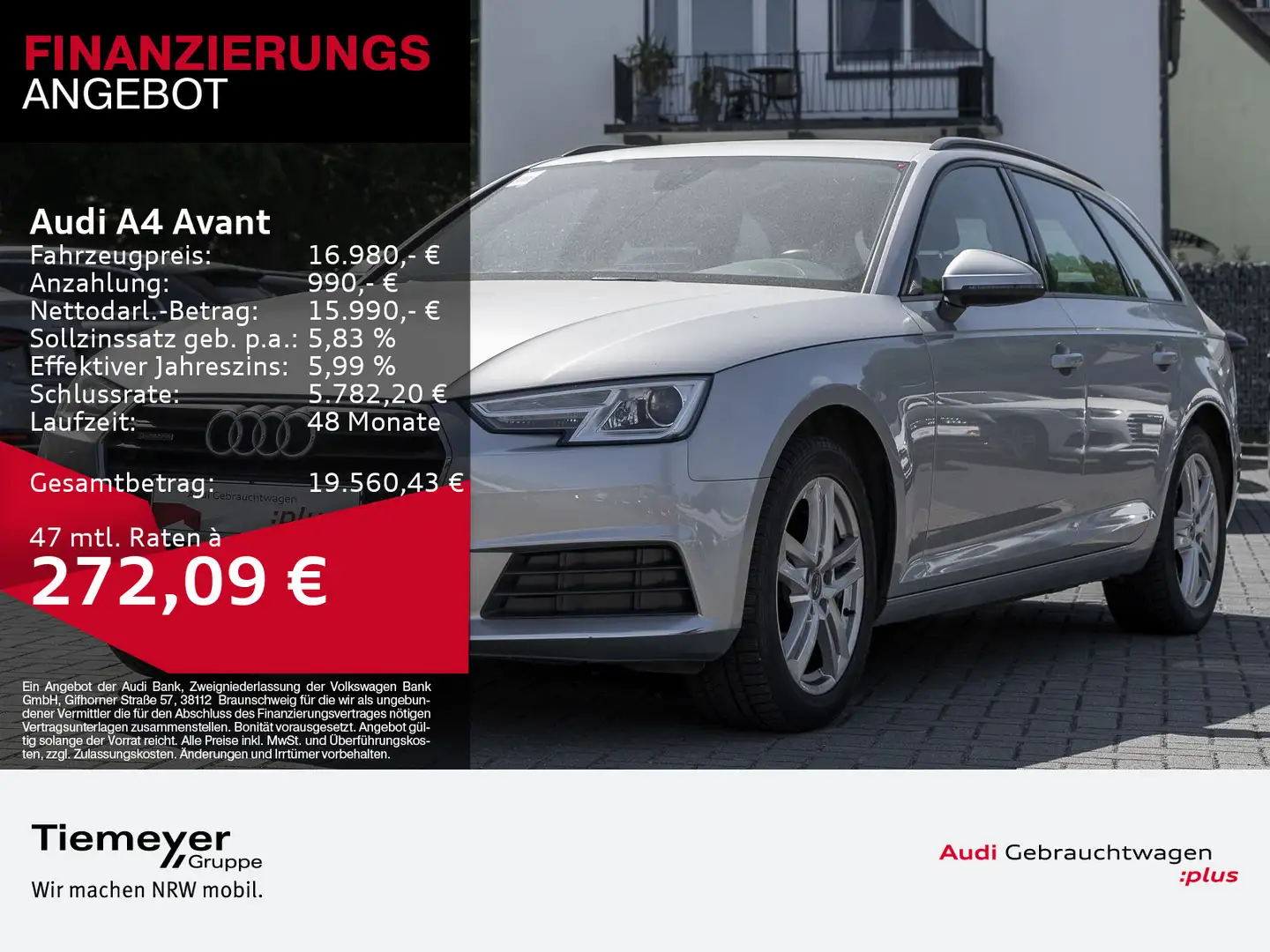 Audi A4 2.0 TFSI Q LM17 XENON NAVI+ GRA Silber - 1