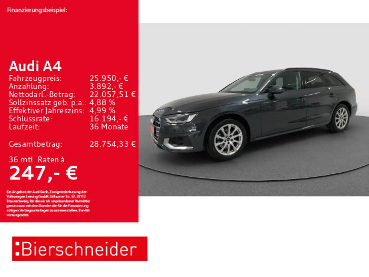 Audi A4 Av 35 TDI advanced LED NAVI PDC SHZ Grau - 1