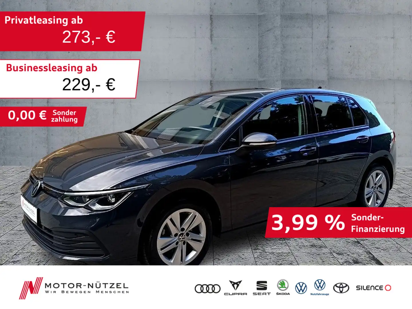 Volkswagen Golf VIII 1.5 TSI LIFE LEDplus+NAVI+ACC+SHZ+RFK Grau - 1