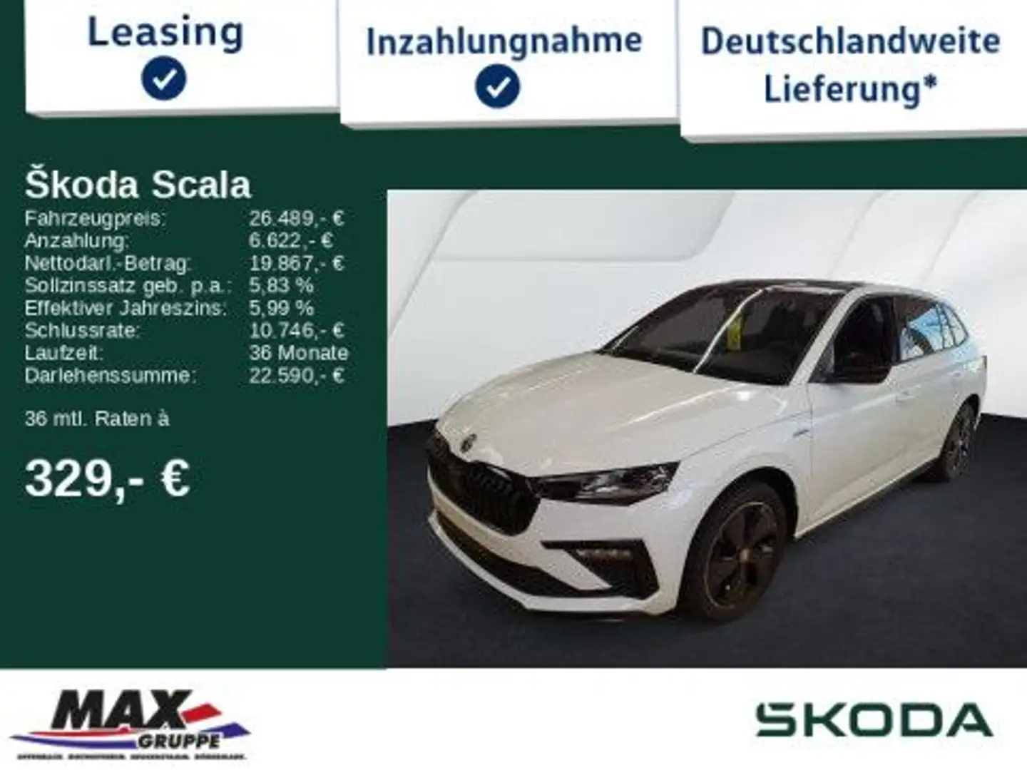 Skoda Scala Monte Carlo 1.0 TSI 85kW MATRIX+PANO+KESSY Weiß - 1