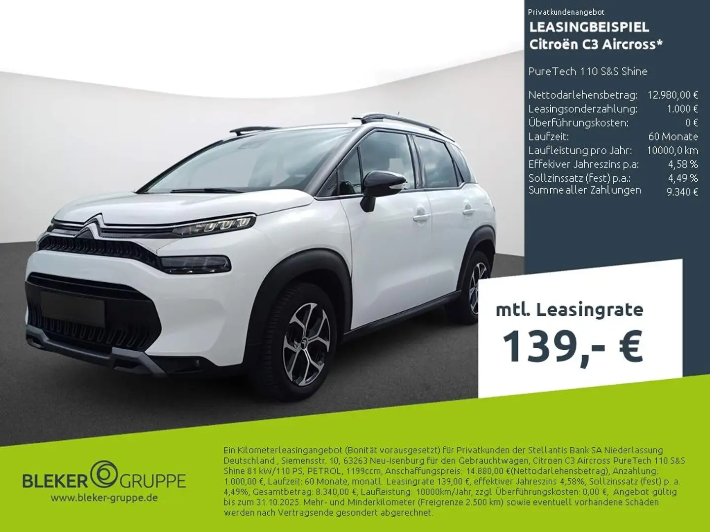 Citroen C3 Aircross PureTech 110 S&S Shine Blanc - 1