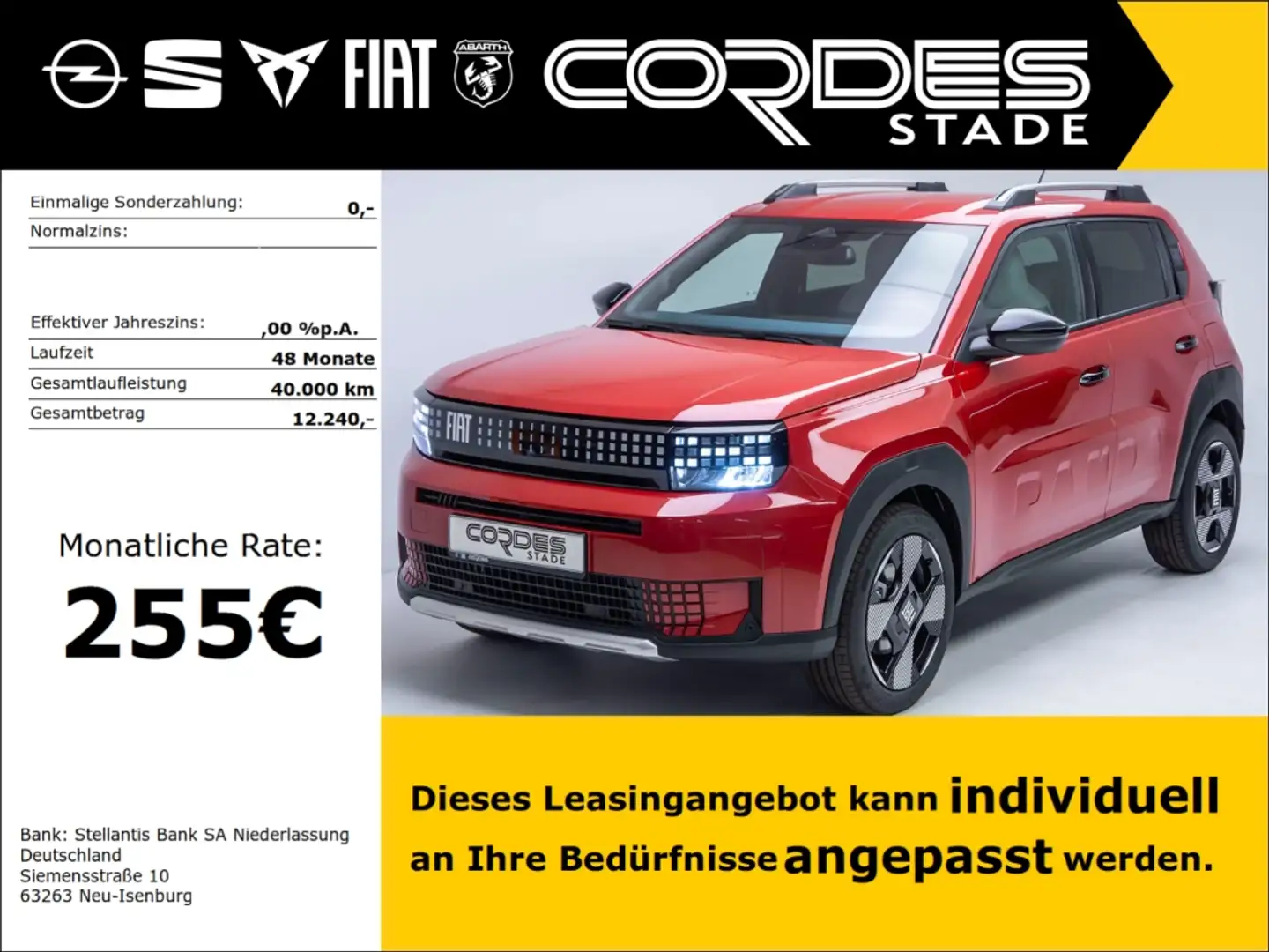 Fiat Grande Panda La Prima, AT, SHZ Kamera, NAVI, Kamera PDC, Carpla Rood - 1