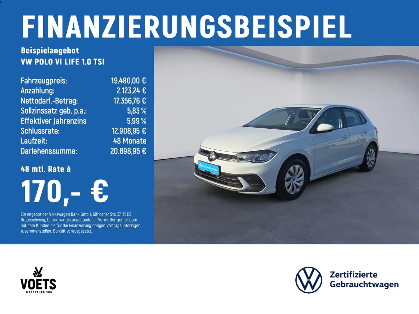 Volkswagen Polo VI LIFE 1.0 TSI LED+KLIMA+GJR+APP-CONNECT+ Weiß - 2