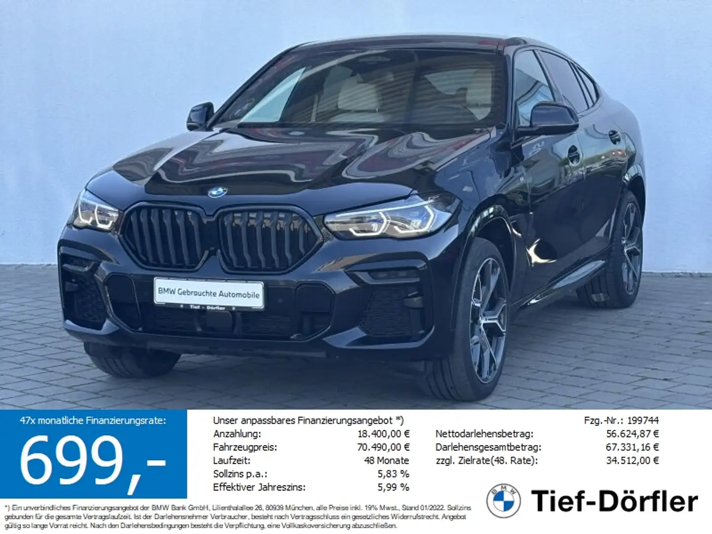 BMW X6 xDrive40d SAG M Sport LASER/AKUSTIK/HUD/INTEG Schwarz - 1