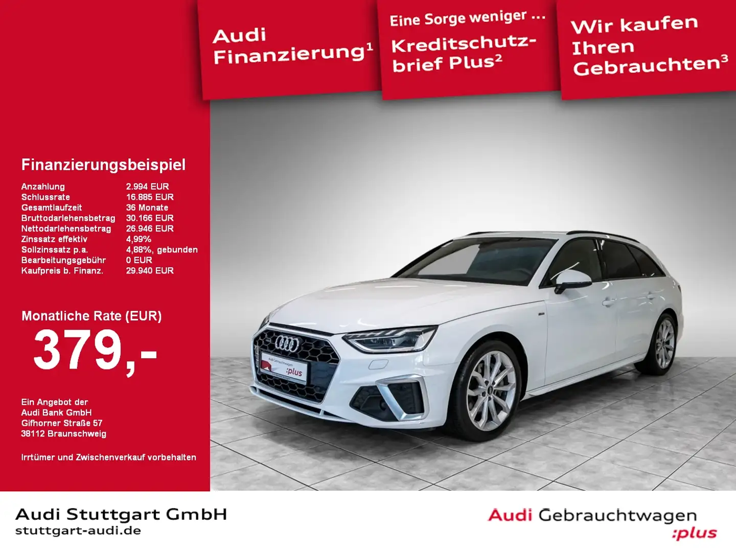 Audi A4 Avant 40 TFSI quattro S line AHK Matrix Kamera Blanc - 1