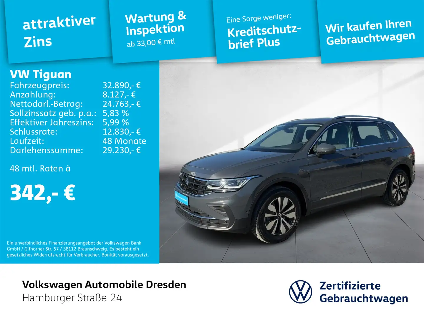 Volkswagen Tiguan MOVE 2.0 TDI DSG IQ. AHZV TRAVEL APP Grau - 1