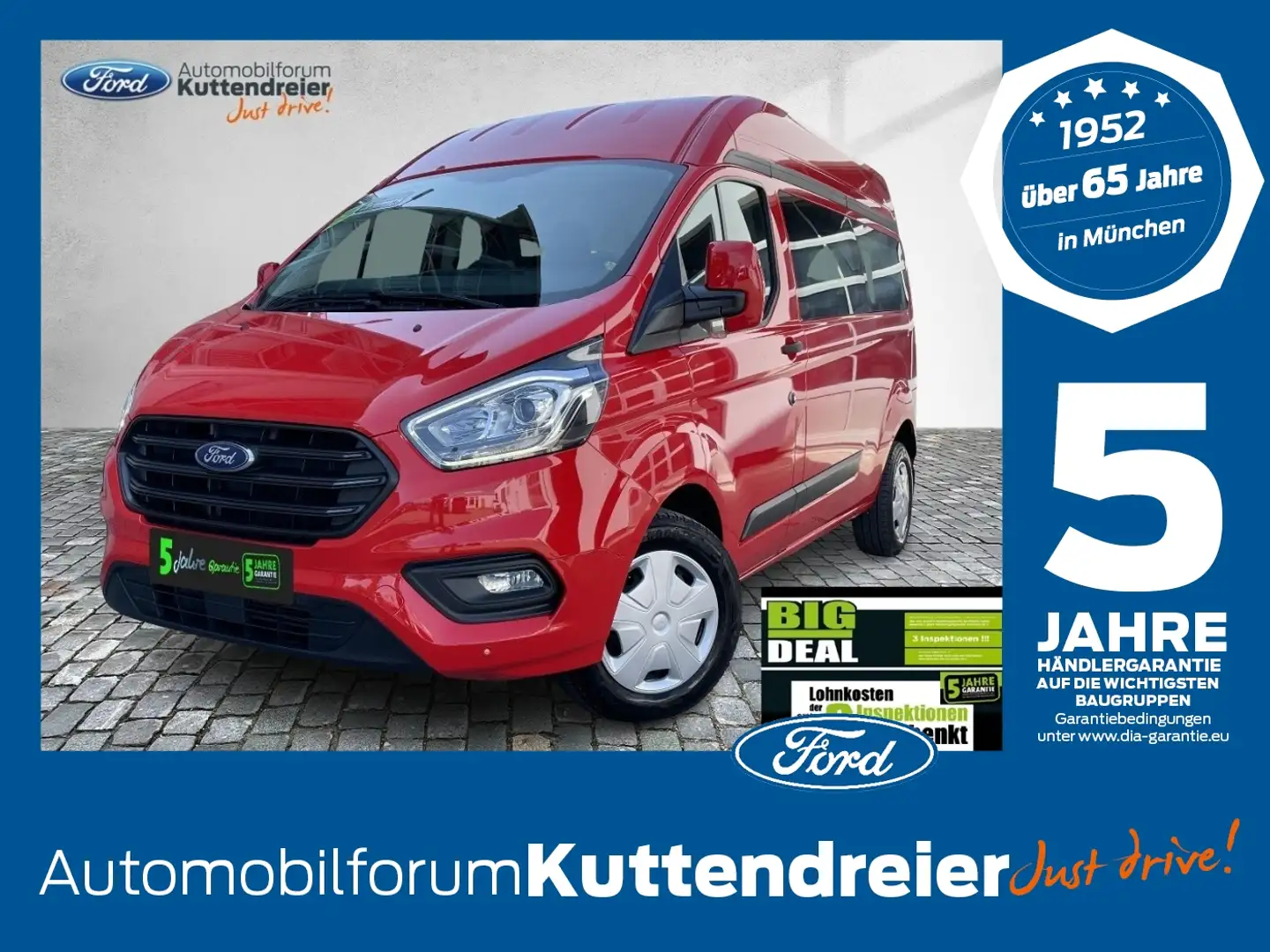 Ford Tourneo Custom Transit  Kombi L2 Trend Navi 2xPDC Rot - 1