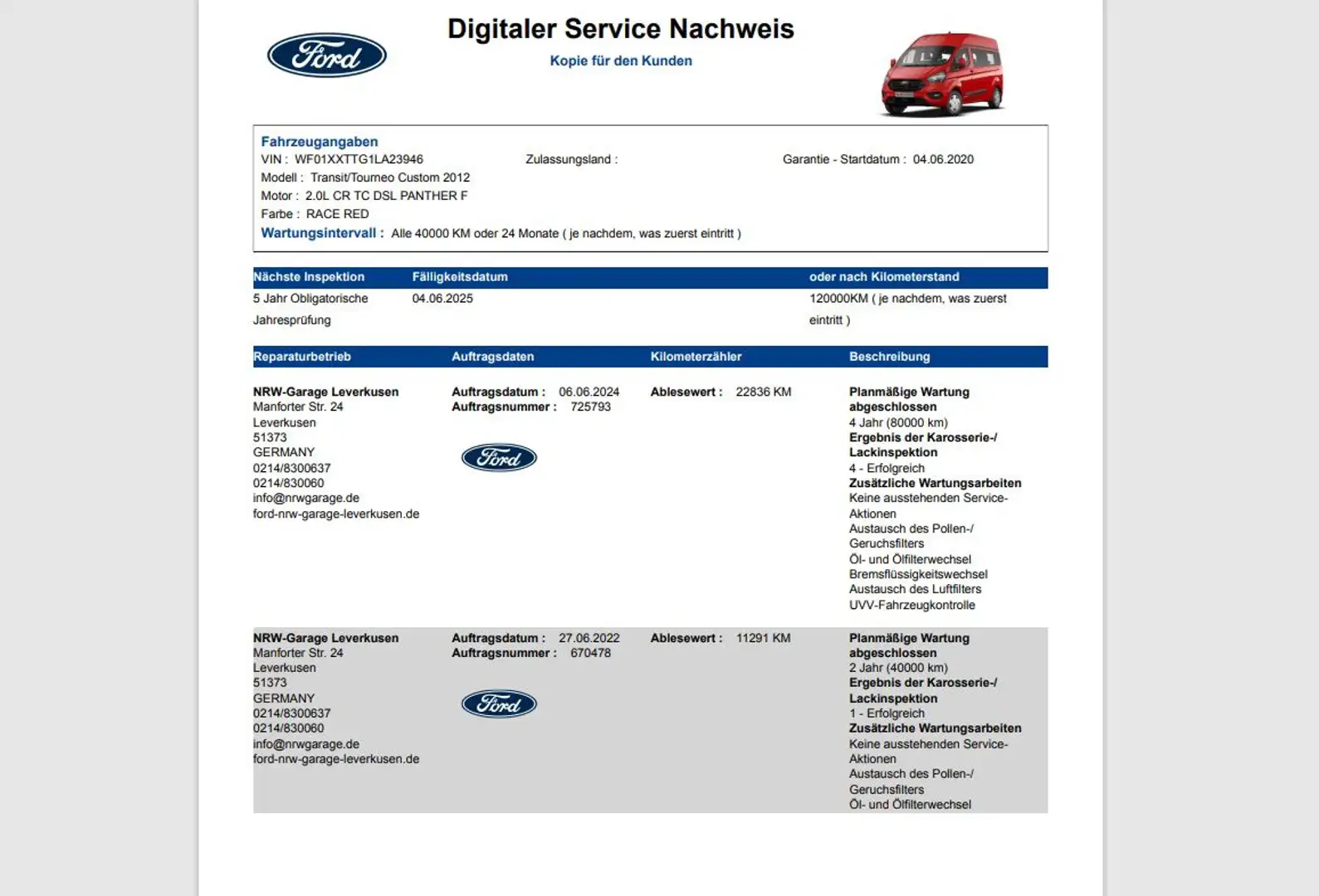 Ford Transit Custom Kombi L2 Trend Navi 2xPDC Rot - 2