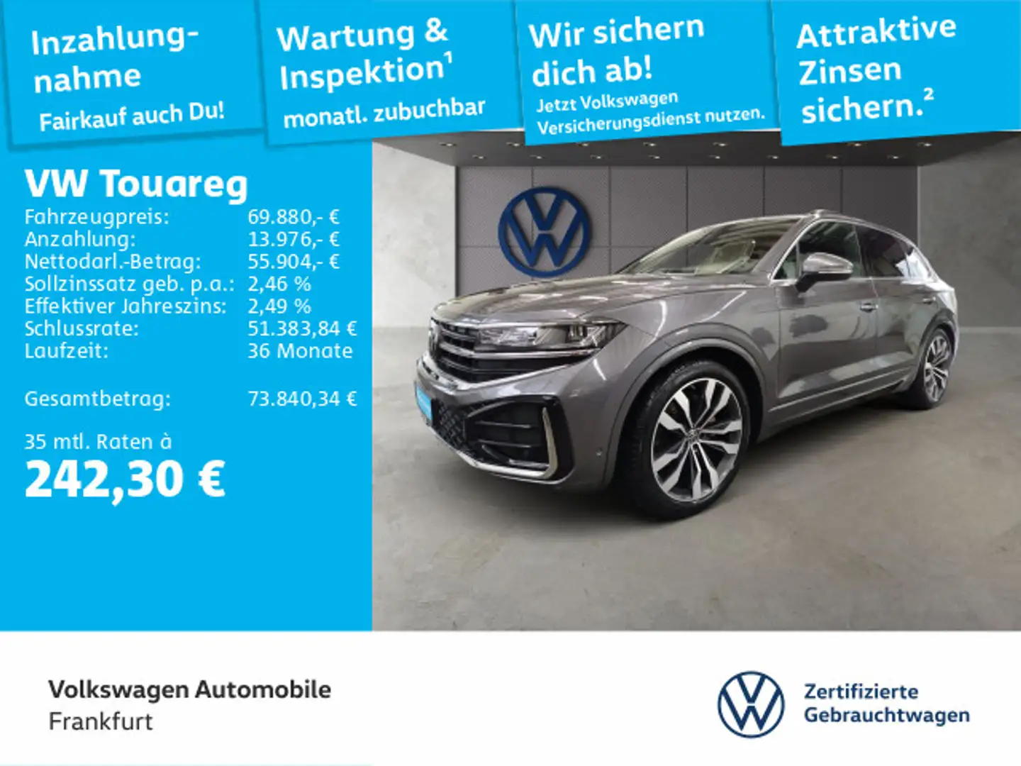 Volkswagen Touareg 3.0 TDI 4Motion R-Line Navi Leder IQ.Lig Grau - 1