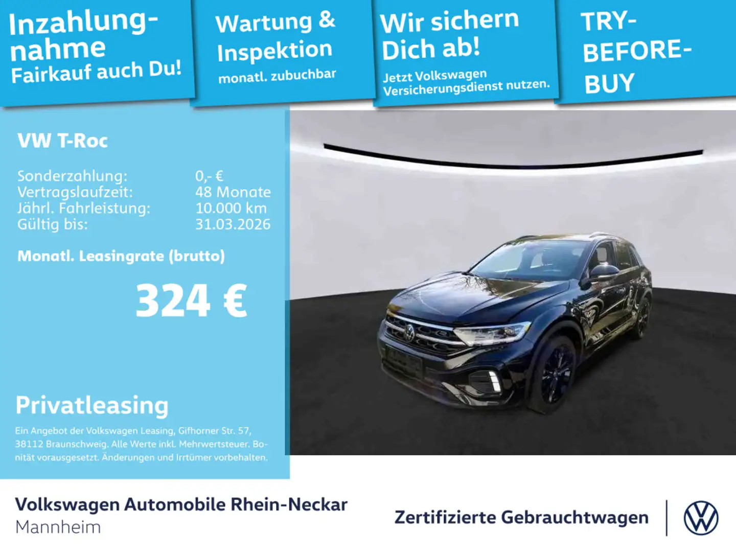 Volkswagen T-Roc 1.5 TSI R-Line DSG Navi Kamera Matrix LED Schwarz - 1