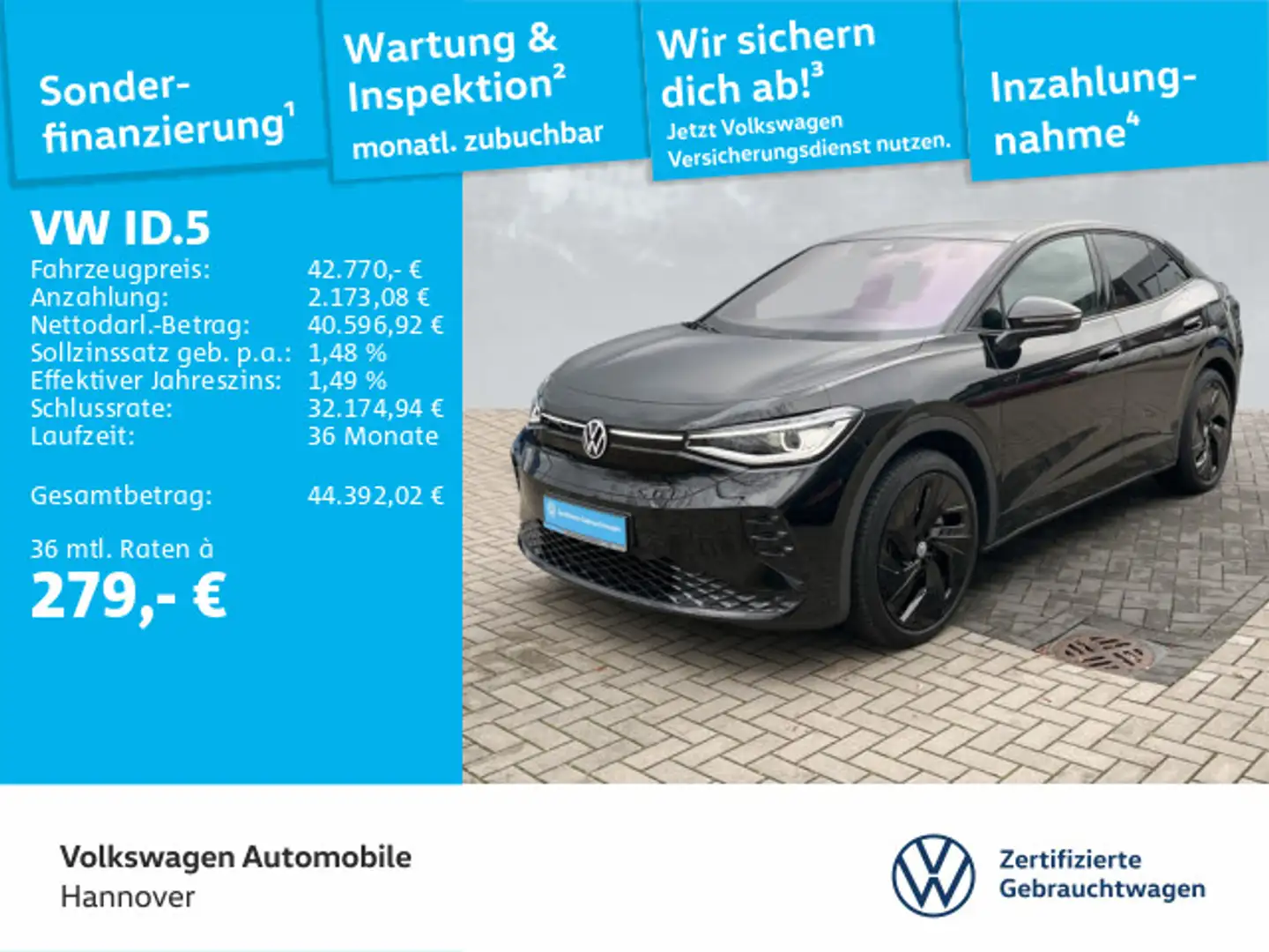 Volkswagen ID.5 GTX 4Motion Navi Pano WP ACC LED SHZ PDC Schwarz - 1