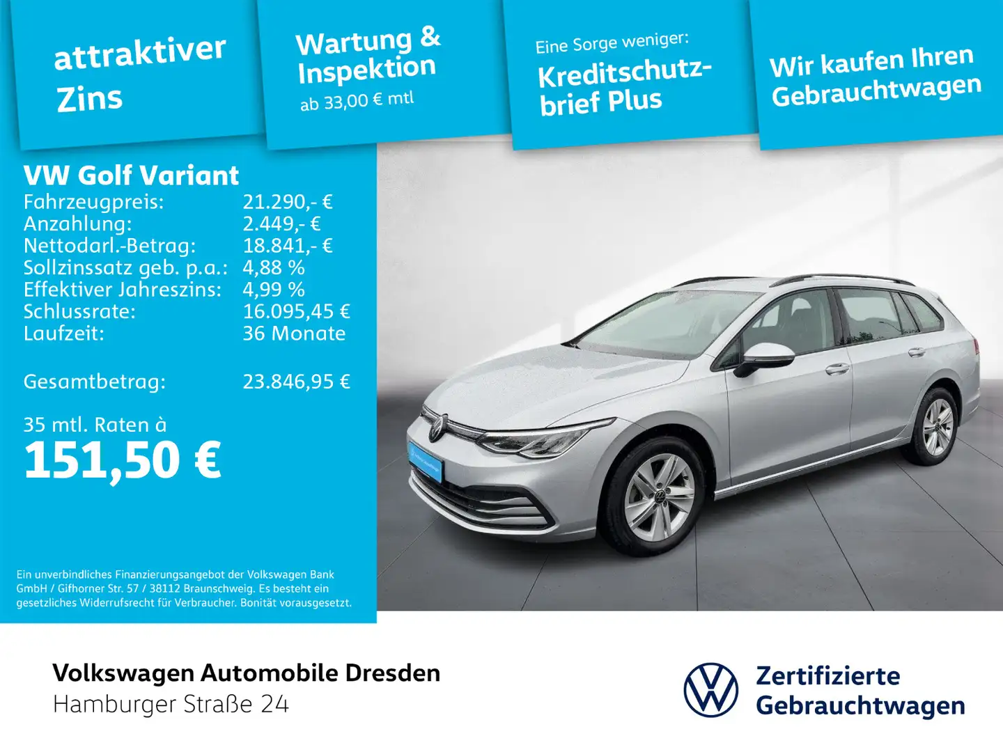 Volkswagen Golf Variant Golf VIII Variant Life 1.0 TSI LED KAM APP TRAV Argent - 1
