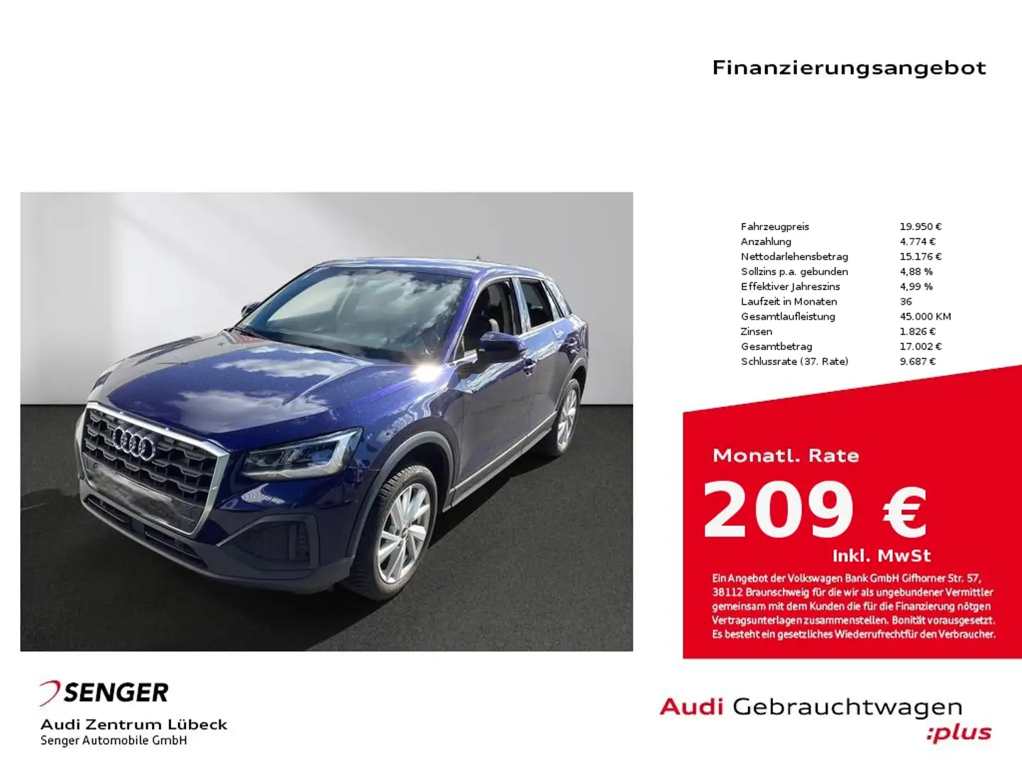 Audi Q2 30 TFSI LED Klimaautomatik Bluetooth DAB Blau - 1