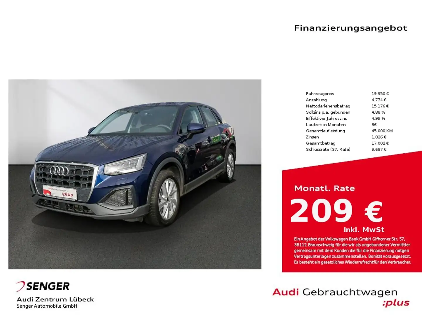 Audi Q2 30 TFSI LED Klimaautomatik Bluetooth DAB Blau - 1