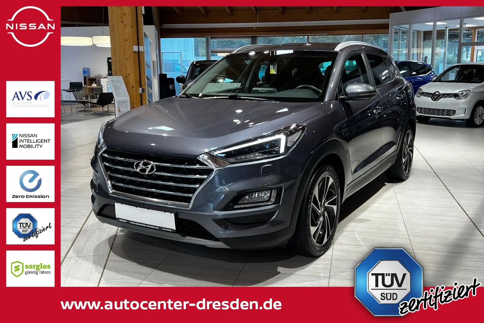Hyundai TUCSON 1.6 T-GDI Premium ACC+LED+Navi+SHZ+Klima Grijs - 1