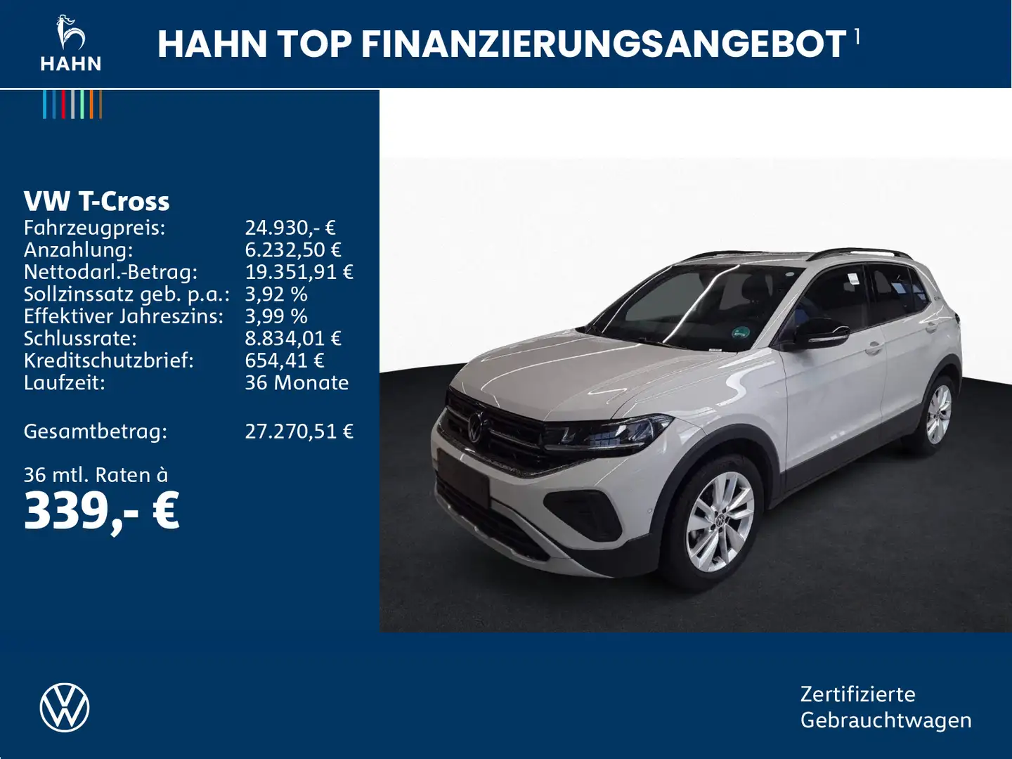 Volkswagen T-Cross 1.0TSI DSG Goal LED Navi ACC APP AHK DAB Grau - 2