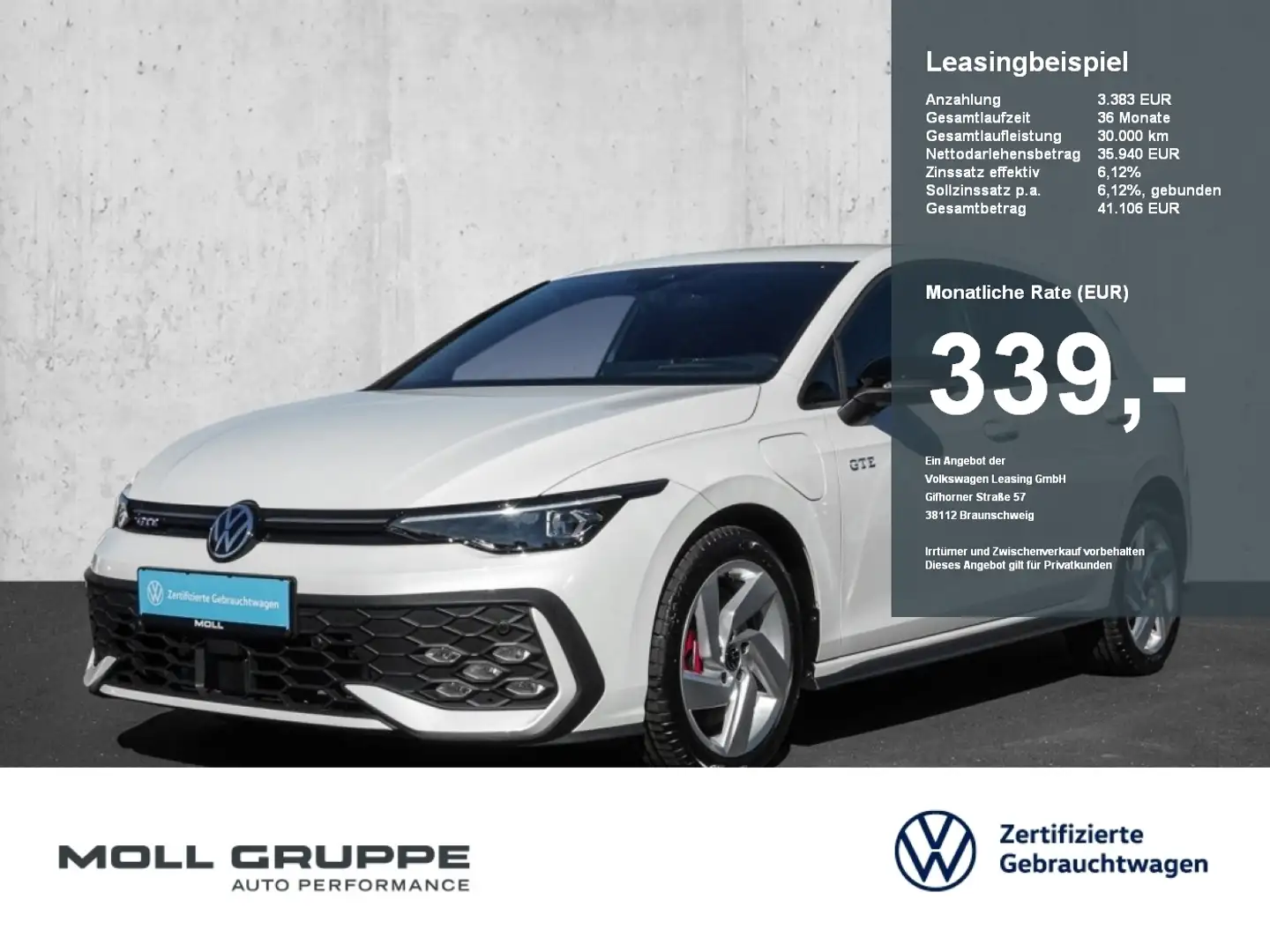 Volkswagen Golf GTE 1.5 eHybrid DSG ACC AHK AUT FLA LM Weiß - 1