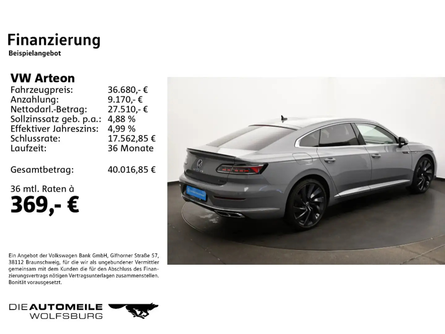Volkswagen Arteon 2.0 TSI DSG 4Motion R-Line Rückkam/ACC/Mu Grau - 2