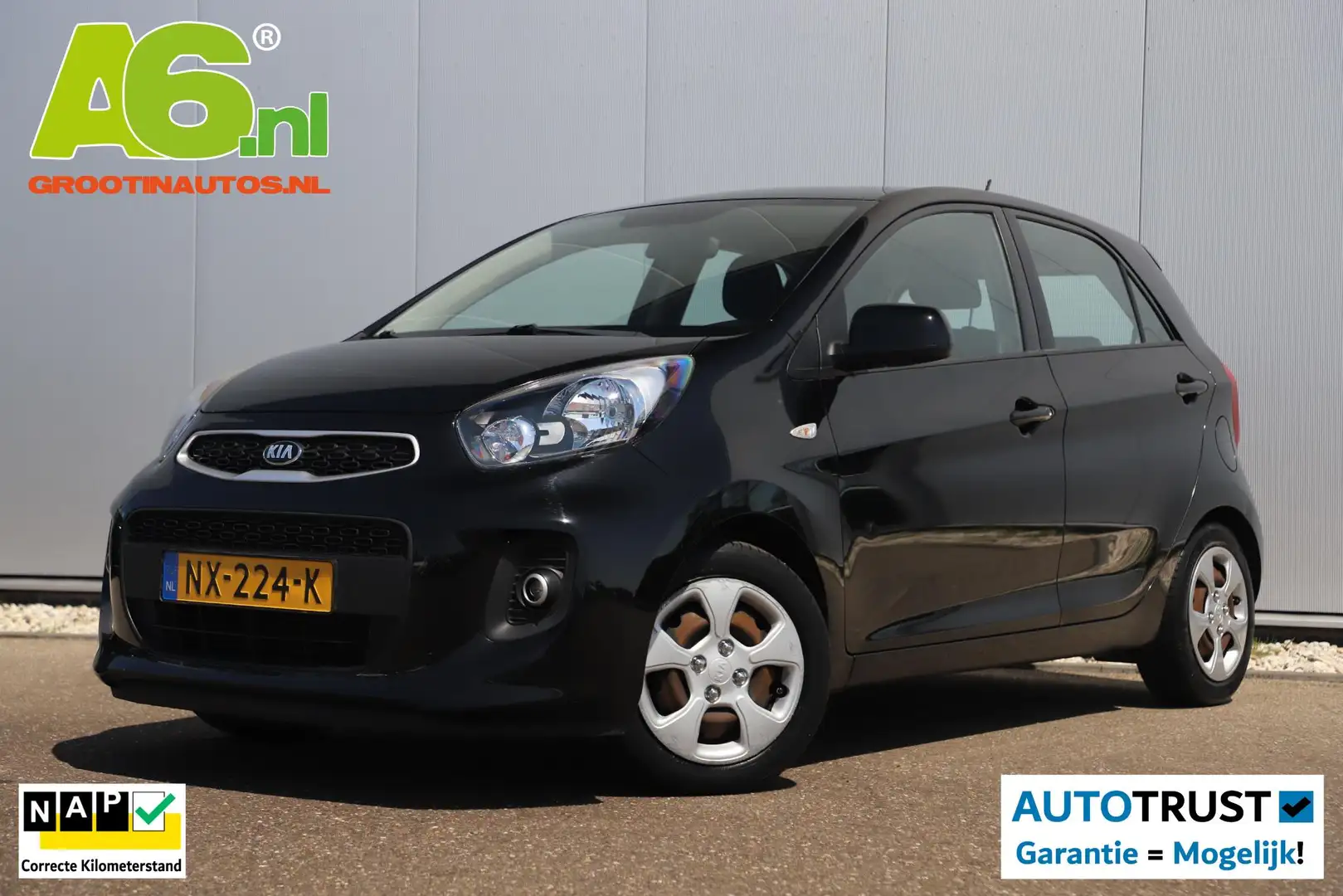 Kia Picanto 1.0 CVVT EconomyPlusLine Airco Radio Elektrische R Schwarz - 1