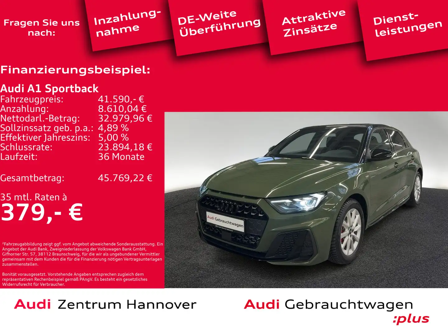 Audi A1 S line 40 TFSI S tronic Grün - 1