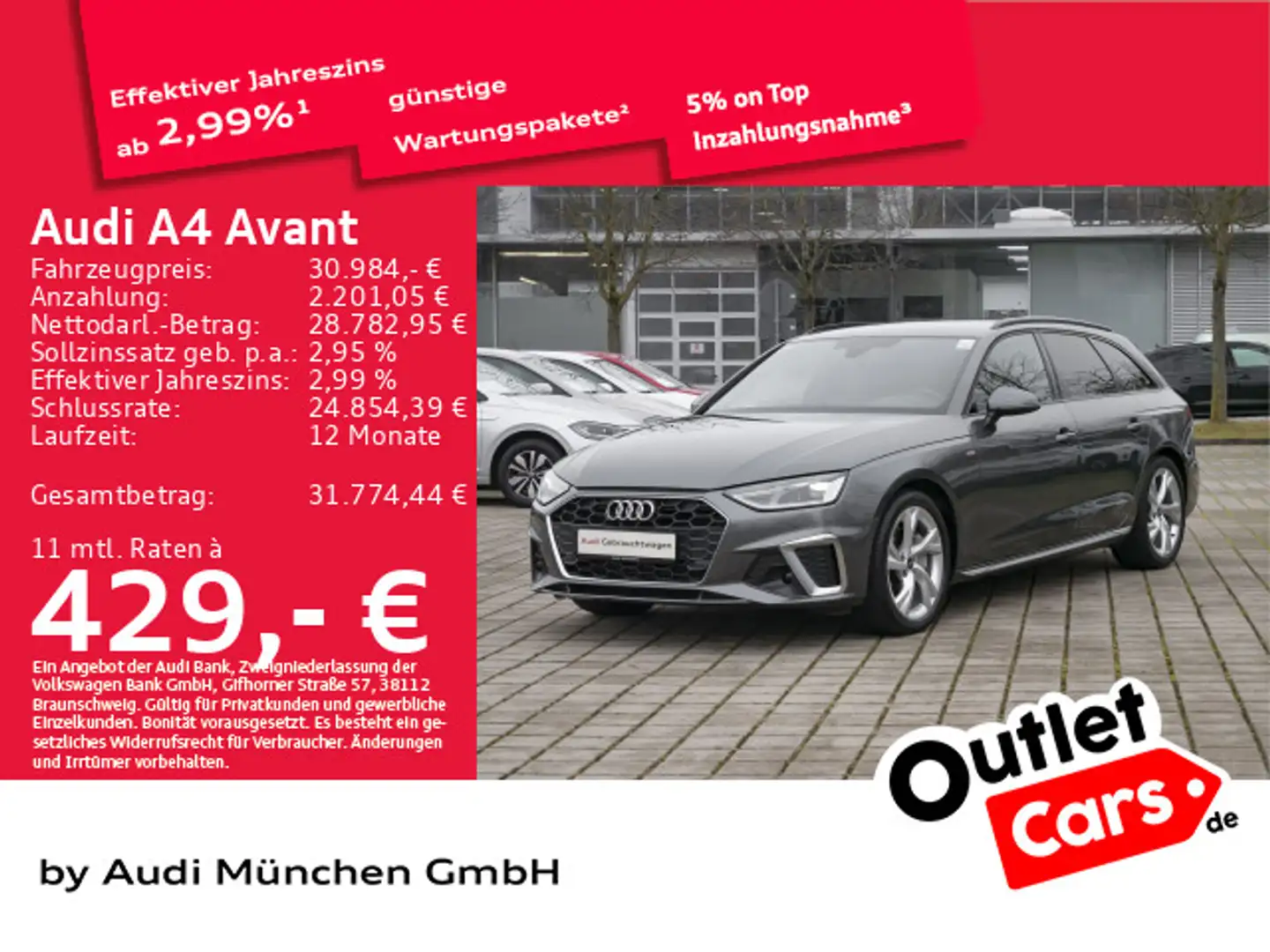 Audi A4 40 TFSI S tronic 2x S line Navi+/PDC+ Grau - 1