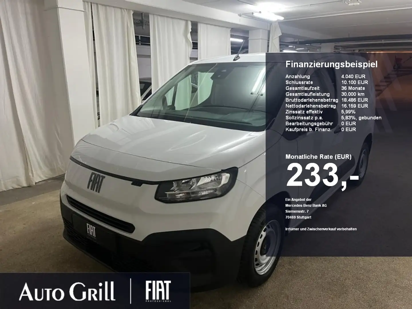 Fiat Doblo L1 EasyPro Ersatzrad Schiebetüre PDC Bianco - 1