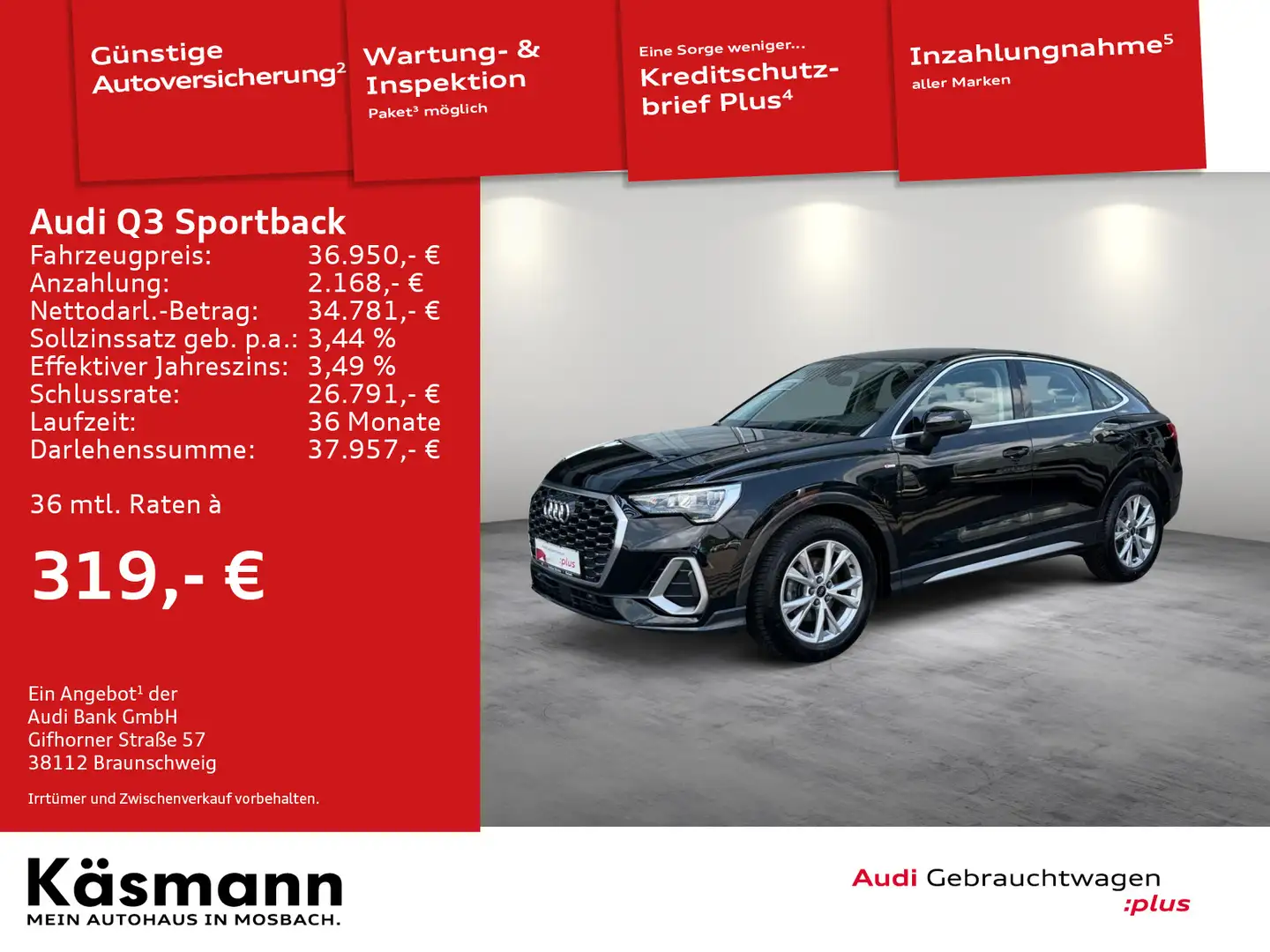 Audi Q3 S line 35TFSI LED NAV KAM ACC SHZ Schwarz - 1