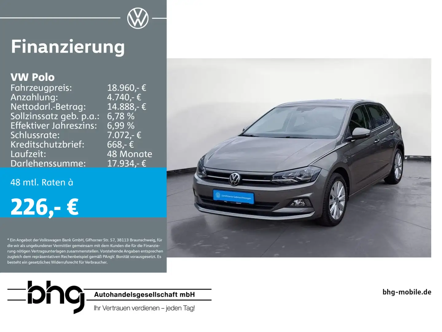 Volkswagen Polo 1.5 TSI DSG OPF Highline Navi Grau - 1