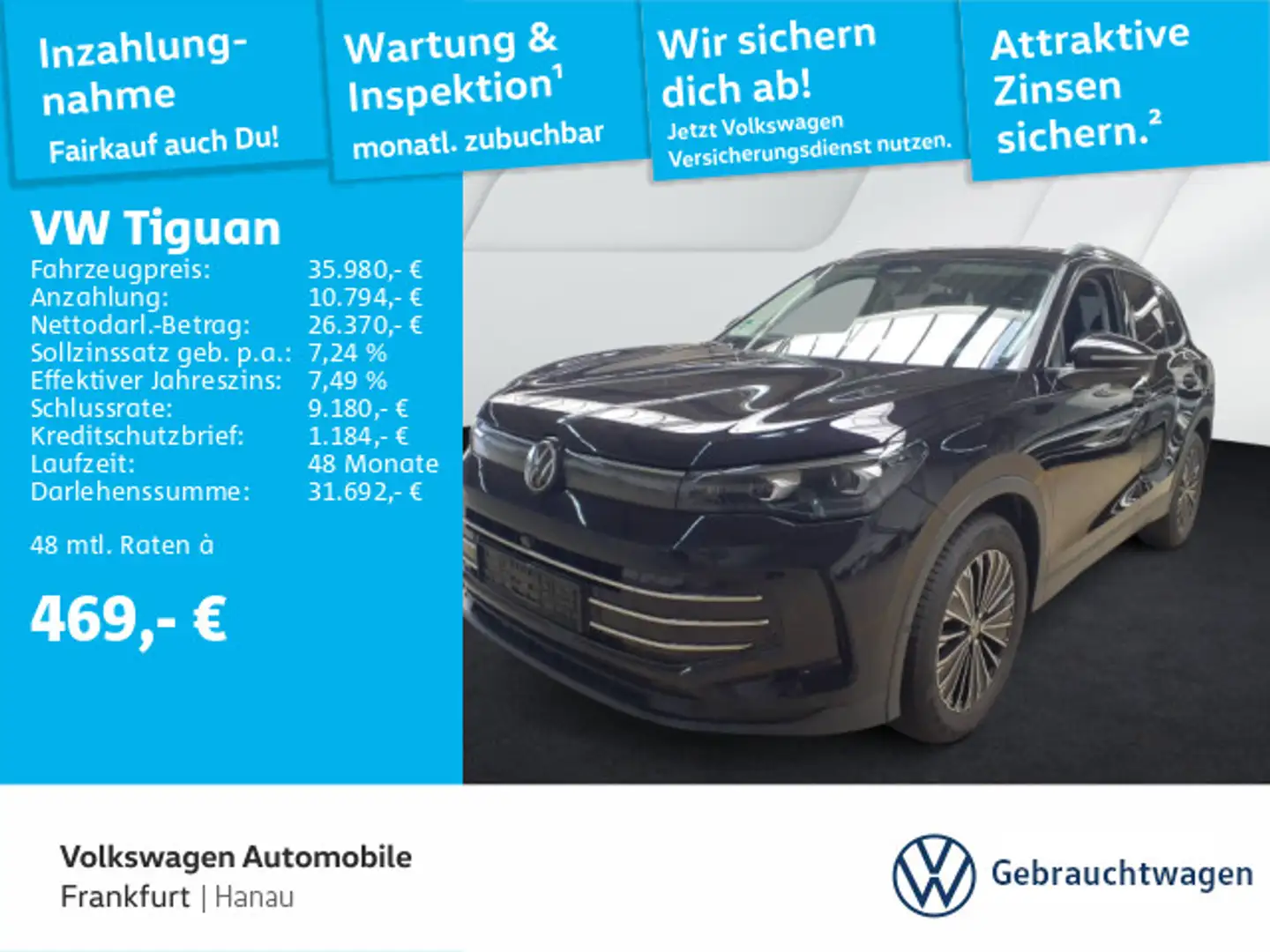 Volkswagen Tiguan 1.5 eTSI DSG Elegance Navi AHK IQ.LIGHT - Schwarz - 1