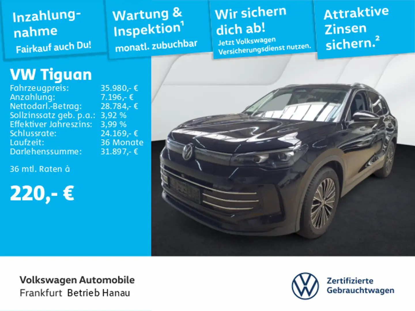 Volkswagen Tiguan 1.5 eTSI DSG Elegance Navi AHK IQ.LIGHT - Zwart - 1