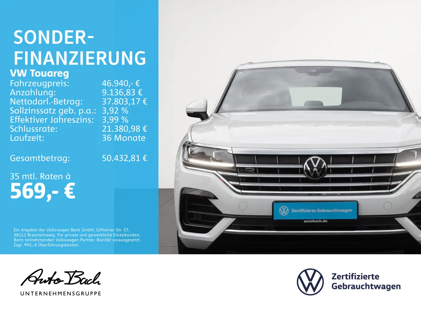 Volkswagen Touareg 3.0 V6 TSI R-Line, Navi, LED, Rückfahrka Weiß - 2