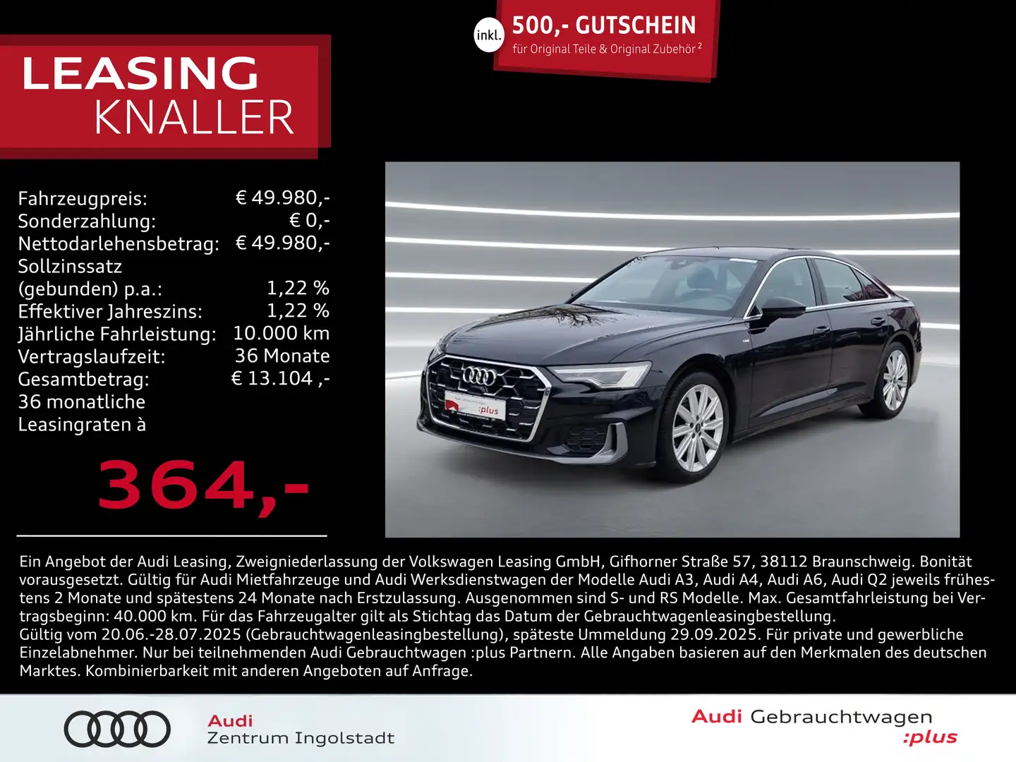 Audi A6 Limousine 45 TFSI qu S line MATRIX Leder 19" Schwarz - 1