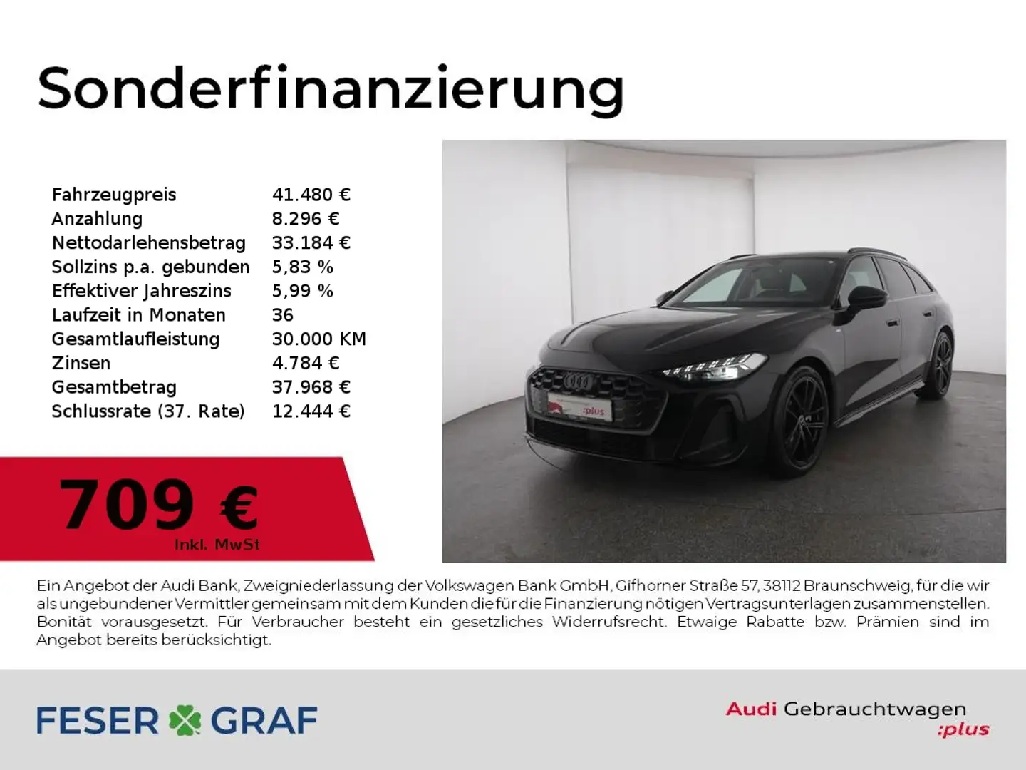 Audi A5 Avant 2.0 TFSI S line S tronic LED plus/ACC Schwarz - 1