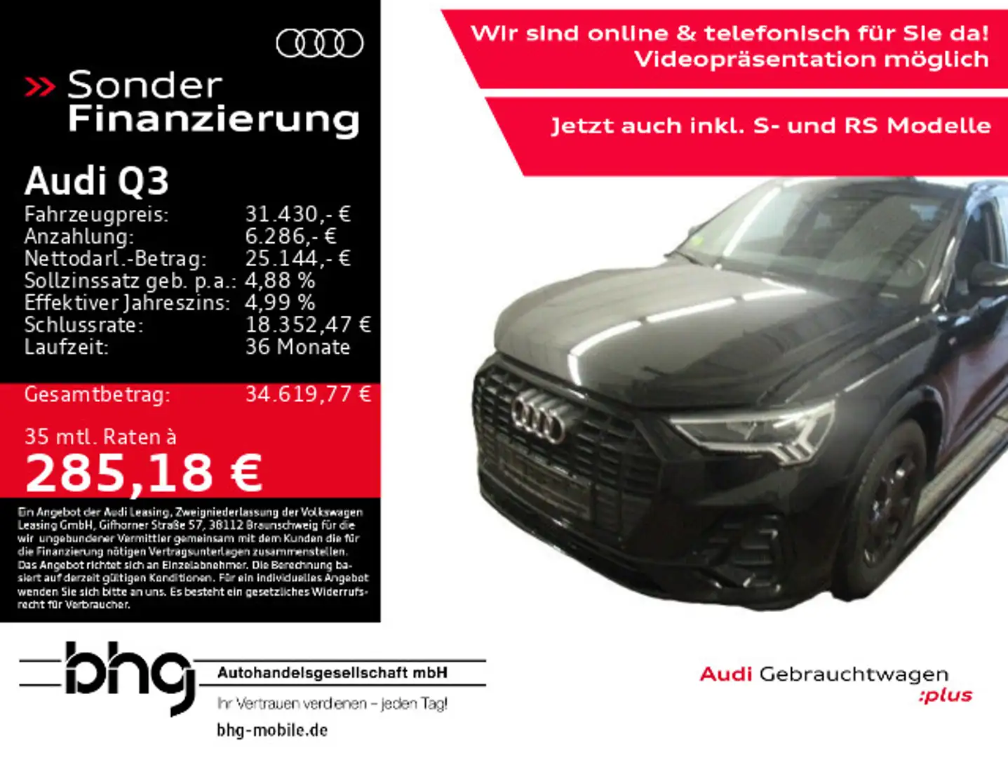 Audi Q3 35 TDI S tronic S line AssistPaket KomfortKey Schwarz - 1