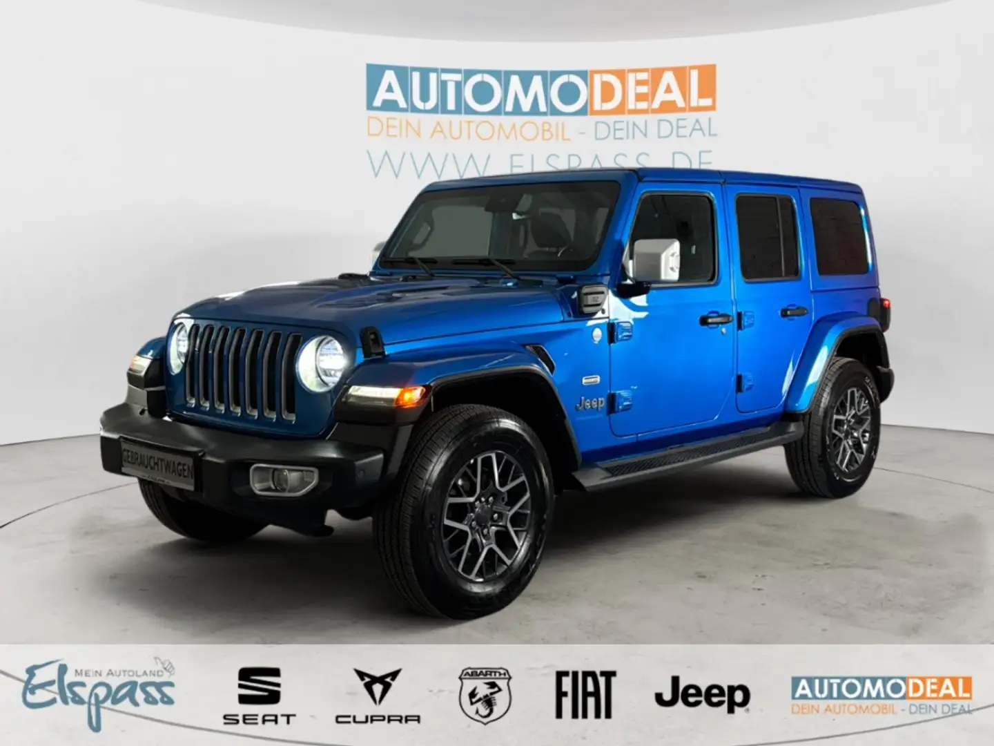 Jeep Wrangler Sahara PHEV SHZG NAVI AHK Vorb. LED KAM PDC vo.+hi Blau - 1