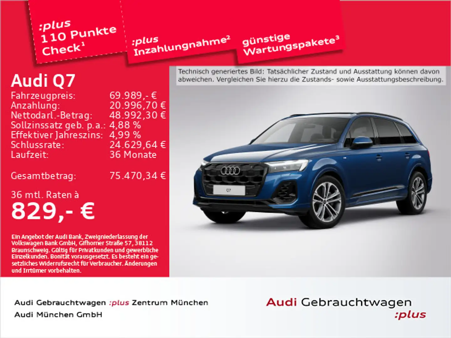 Audi Q7 55 TFSI qu. S line Pano/Virtual+/Matrix/ACC/H Blau - 1